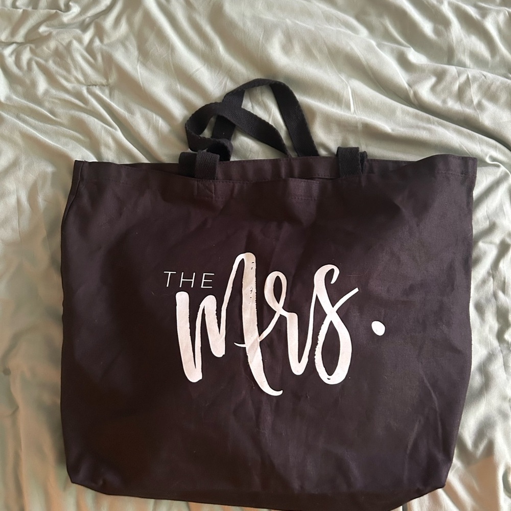 Bride/Mrs Bridal Black Canvas Tote Bag